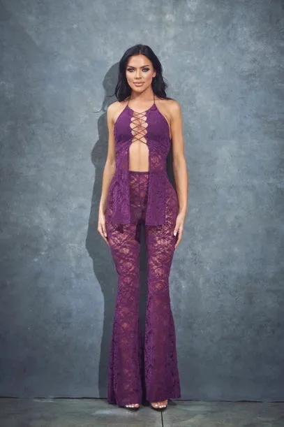 2 Pc Top and Legging Lace Set