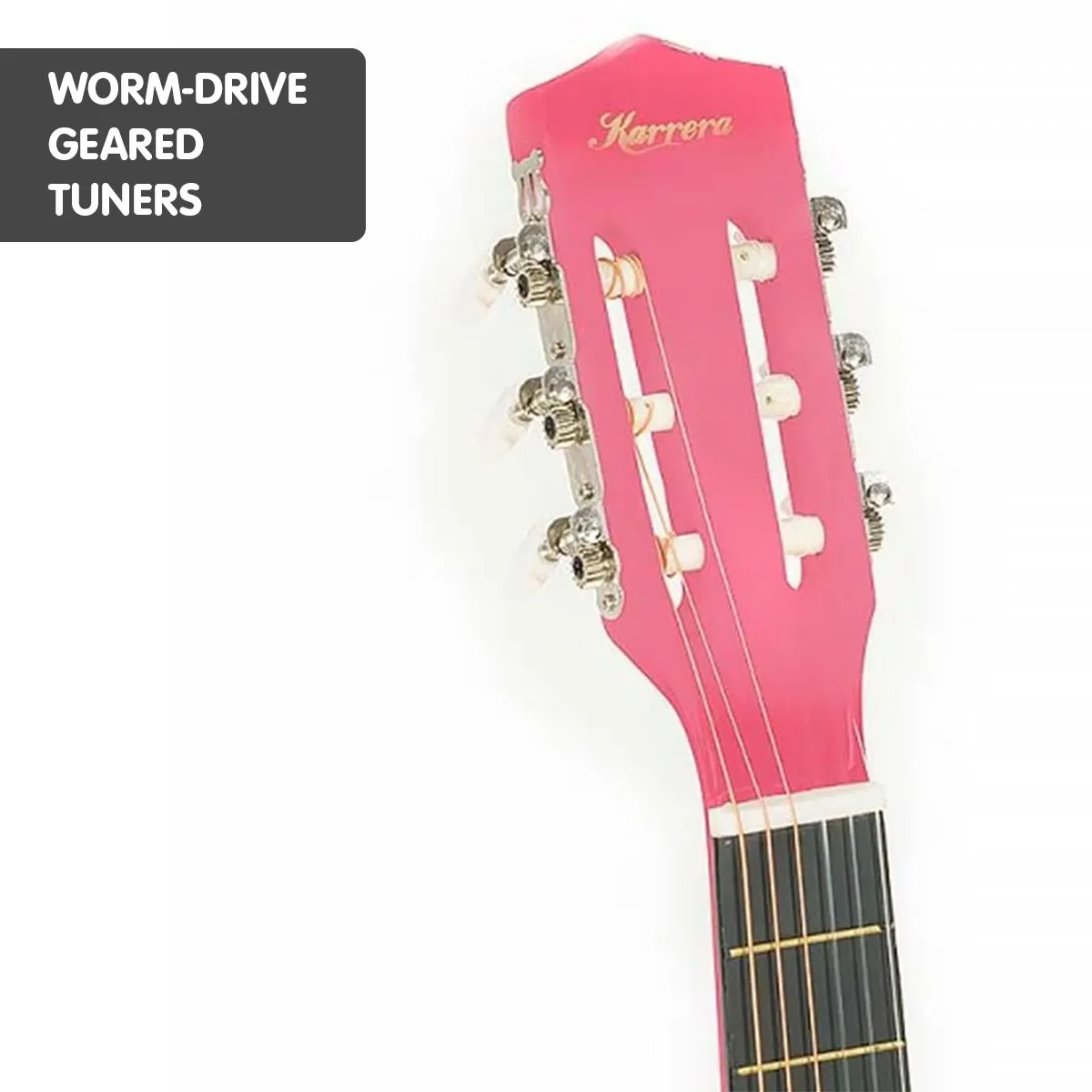 34in Pink Cutaway Childrens Acoustic Guitar with Picks