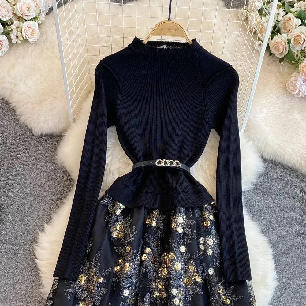 Elegant Amistha Pleated Wool-Blend Dress for Women