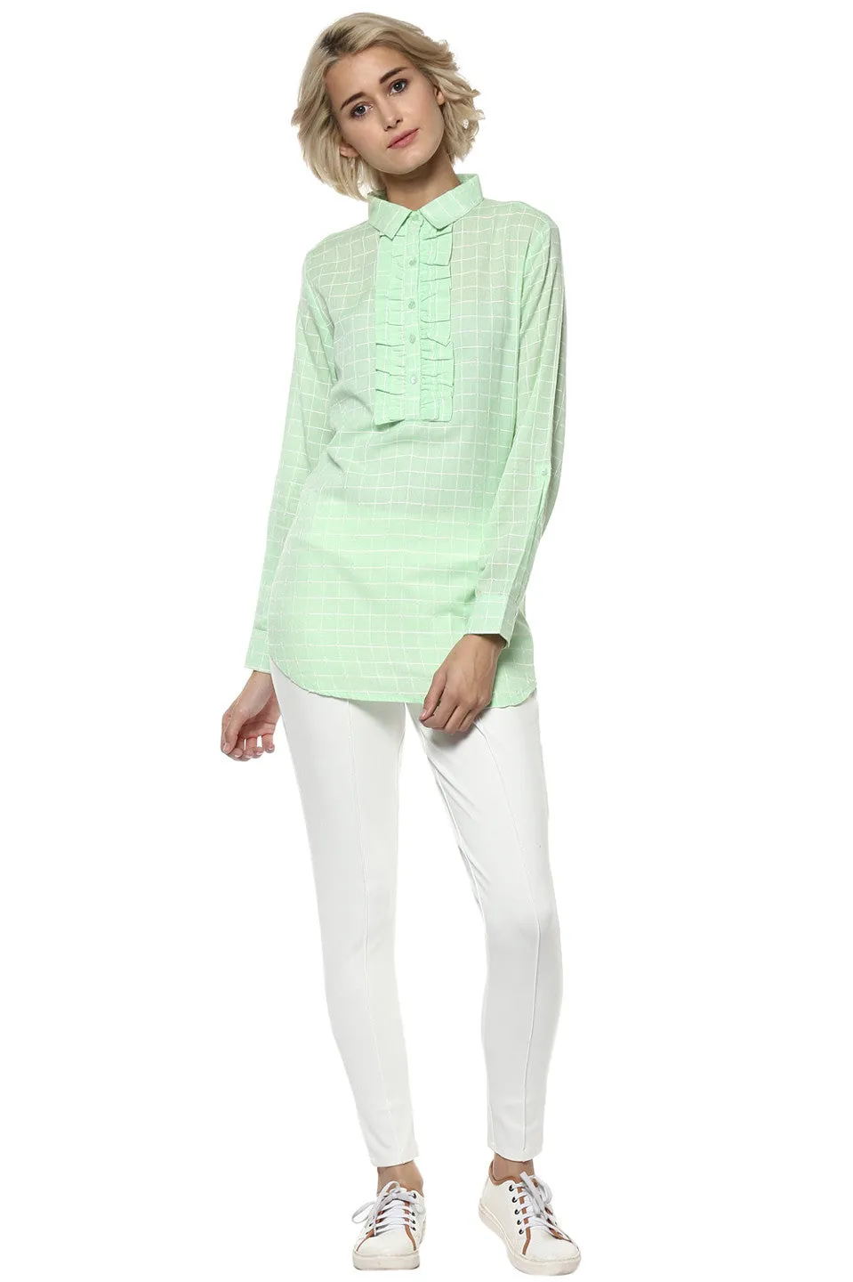 Aqua Checks Casual Tunic