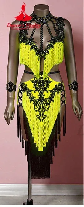 Belly Dance Costume Suit for Women Senior Bra Top short Tassel Skirt 2 Bracelets Customs Adult Child Oriental Bellydance Outfit