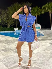 Casual striped two piece suit AY3392