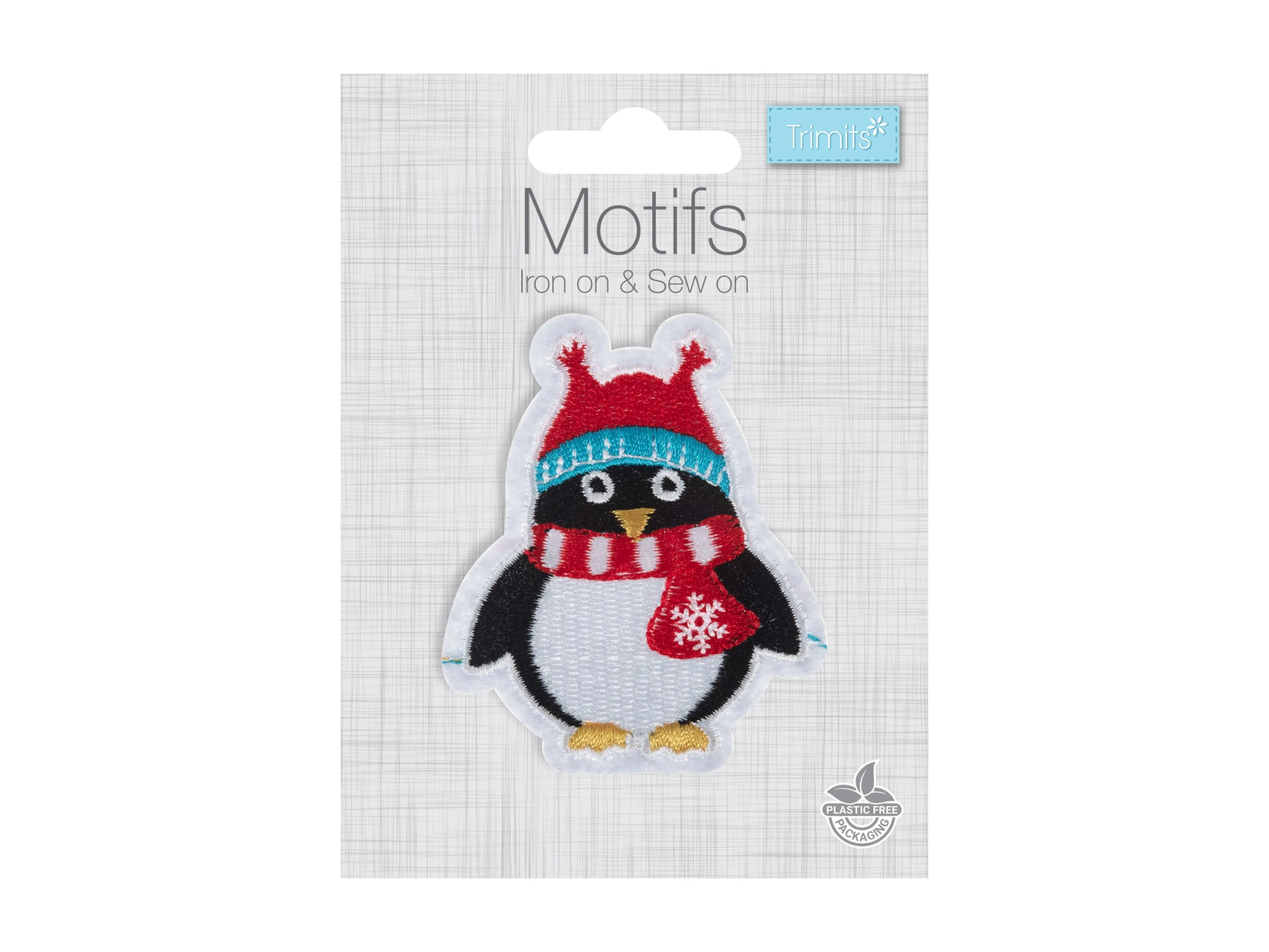 Christmas Motifs - Iron -On & Sew-On Patch PENGUIN