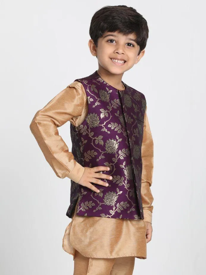 Cotton Silk Blend Nehru Jacket for Boys - JBN Creation