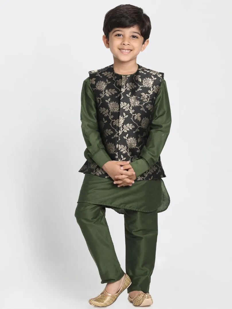 Cotton Silk Blend Nehru Jacket for Boys - JBN Creation