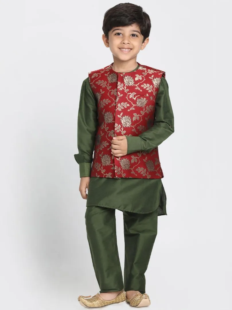 Cotton Silk Blend Nehru Jacket for Boys - JBN Creation