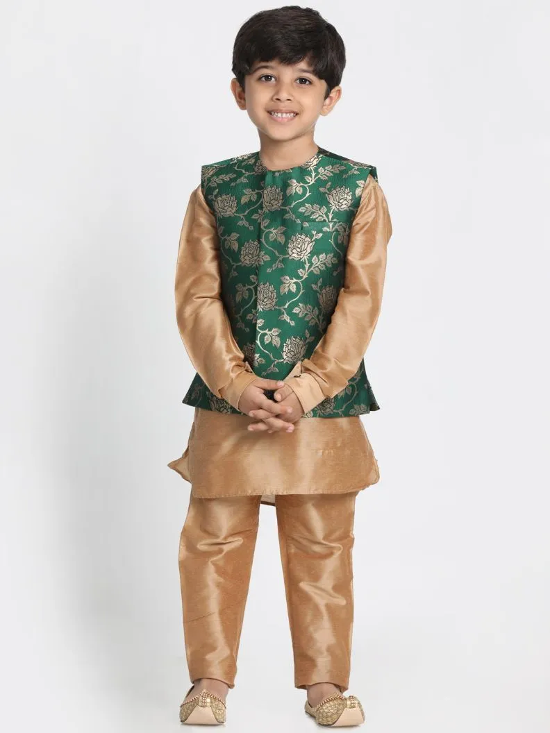 Cotton Silk Blend Nehru Jacket for Boys - JBN Creation