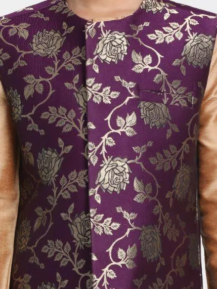 Cotton Silk Blend Nehru Jacket for Boys - JBN Creation