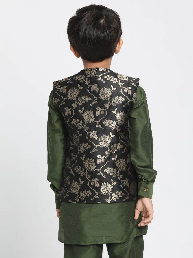 Cotton Silk Blend Nehru Jacket for Boys - JBN Creation