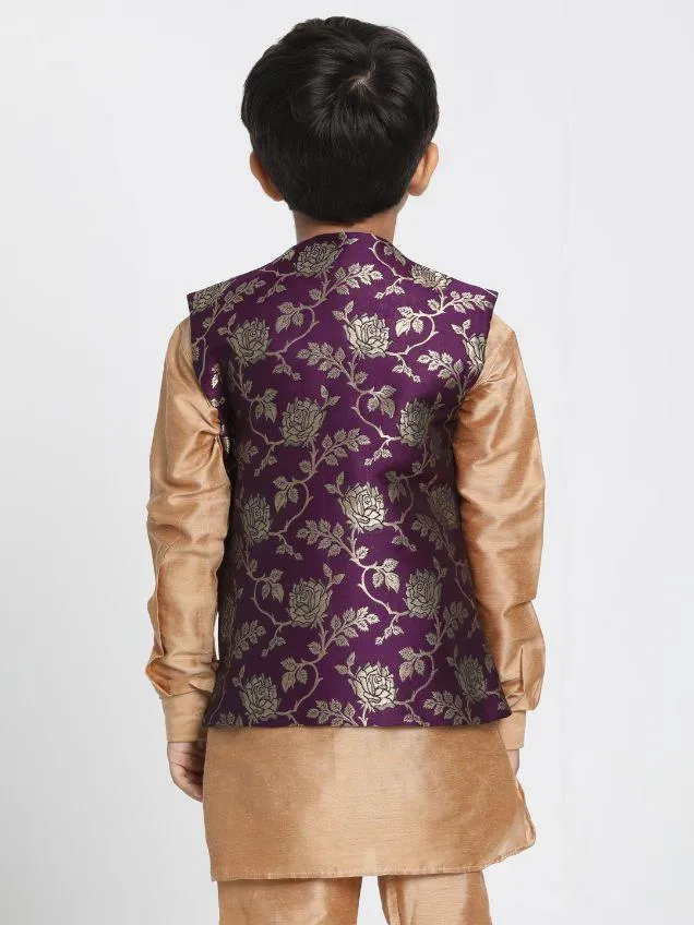 Cotton Silk Blend Nehru Jacket for Boys - JBN Creation