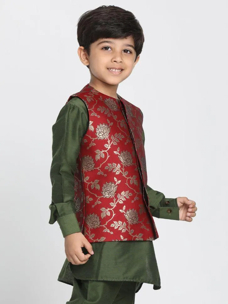Cotton Silk Blend Nehru Jacket for Boys - JBN Creation