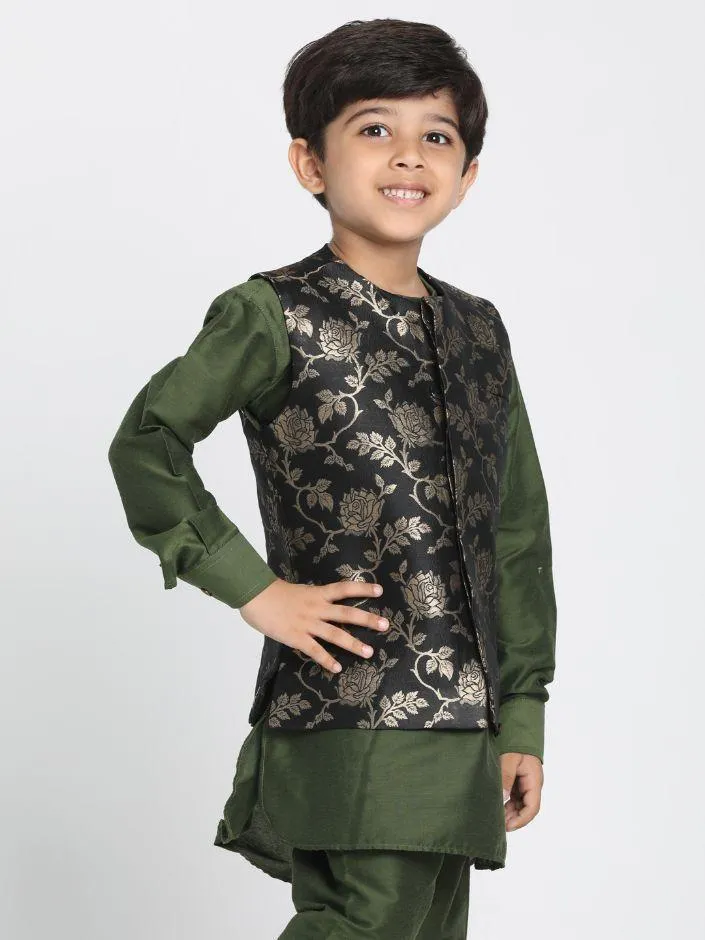 Cotton Silk Blend Nehru Jacket for Boys - JBN Creation