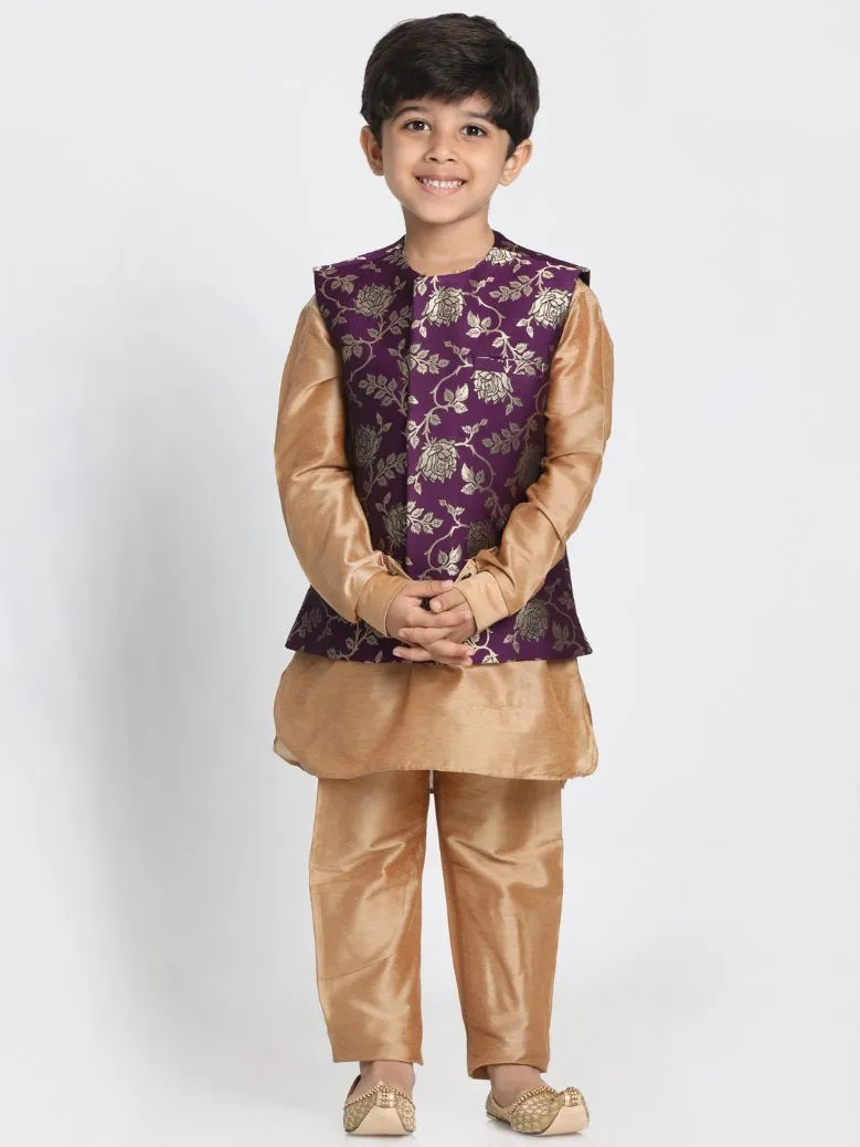 Cotton Silk Blend Nehru Jacket for Boys - JBN Creation