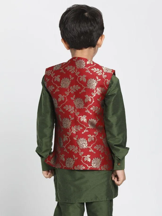 Cotton Silk Blend Nehru Jacket for Boys - JBN Creation