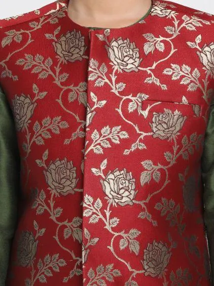 Cotton Silk Blend Nehru Jacket for Boys - JBN Creation
