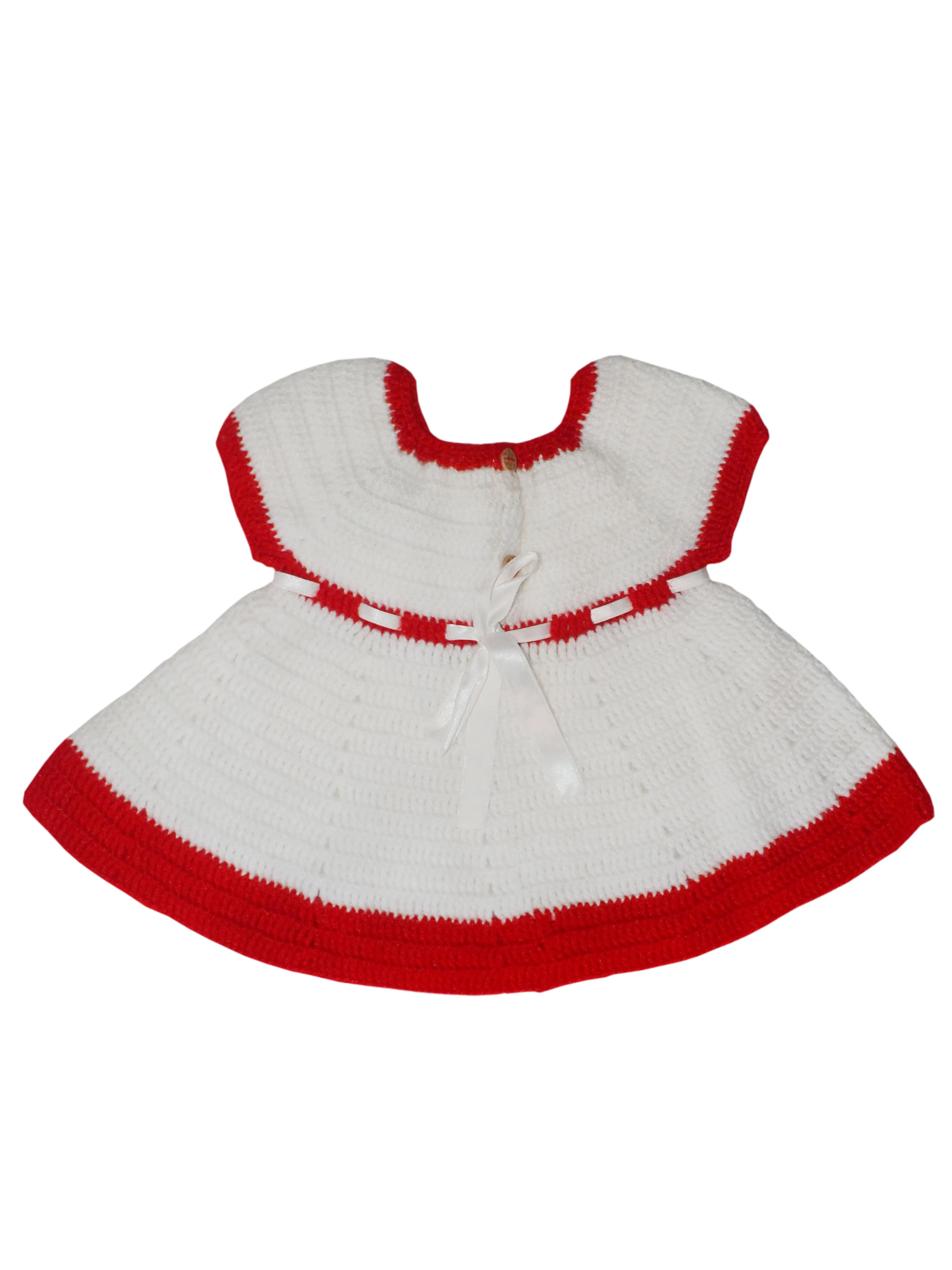 Crochet Woonie Graminart Design 3 Pcs Set Frock For Baby - White