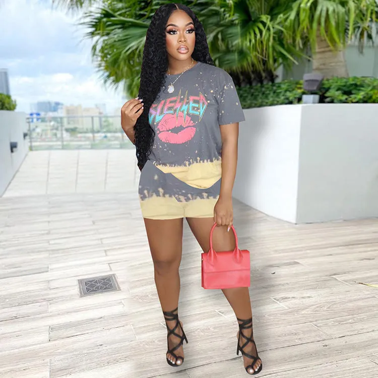 Fashion casual shorts short sleeve two piece set AY2127