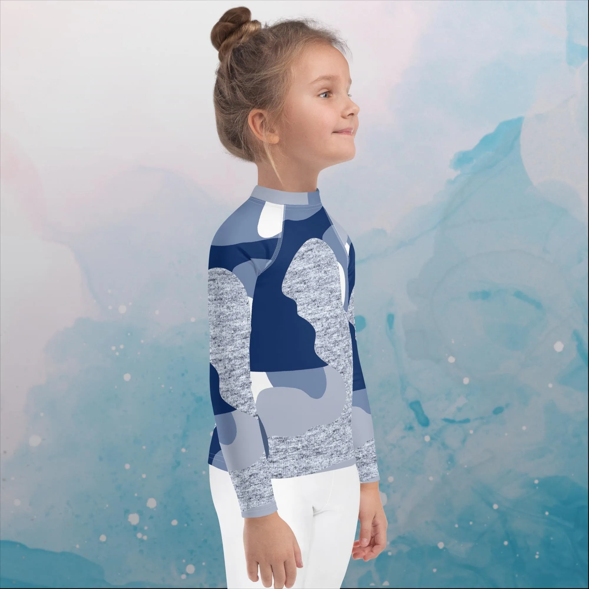 Giant Blue Camo Print Kids Rash Guard