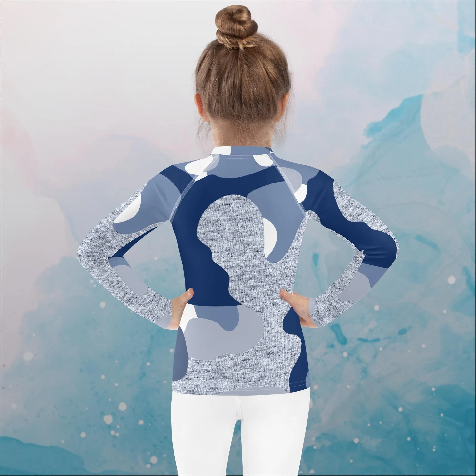Giant Blue Camo Print Kids Rash Guard