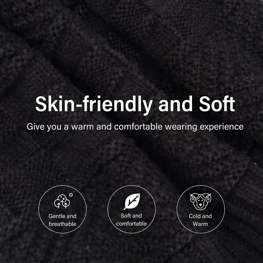 Men's Woolen Cap with Neck Warmer | Cap & Muffler for Men & Women | Beanie Cap (Colours and Designs May Vary)