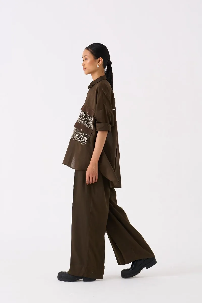 Patch Pocket Shirt Co ord Set of 2 Hunter Green