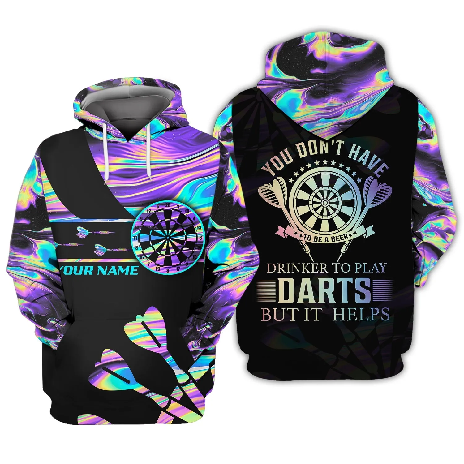 Personalized Name You Don't Have To Be A Beer, Drinker To Play Darts But It Helps 3D Printed Sweatshirt Shirts
