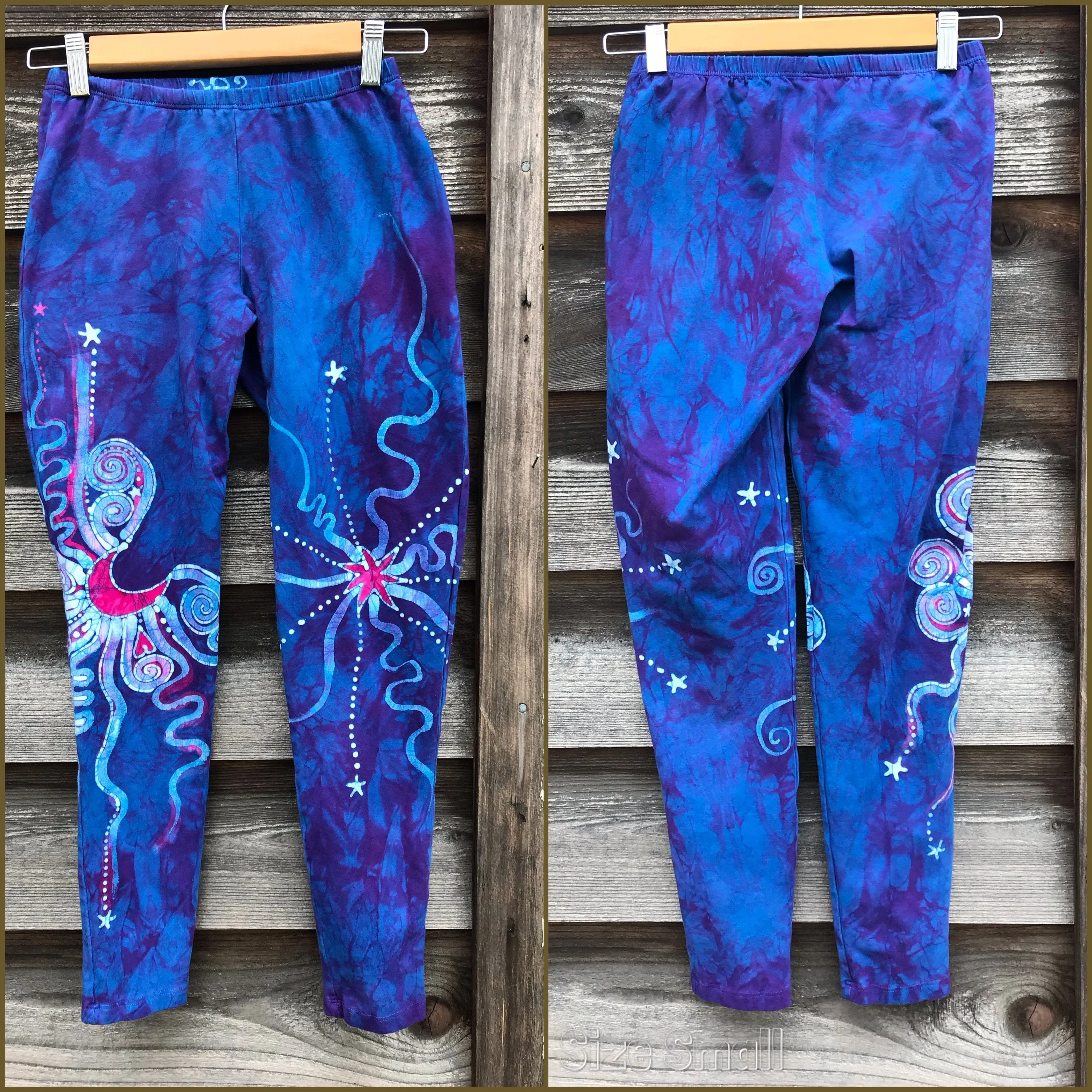 Pink and Blue Moon Leggings - Size Small ONLY