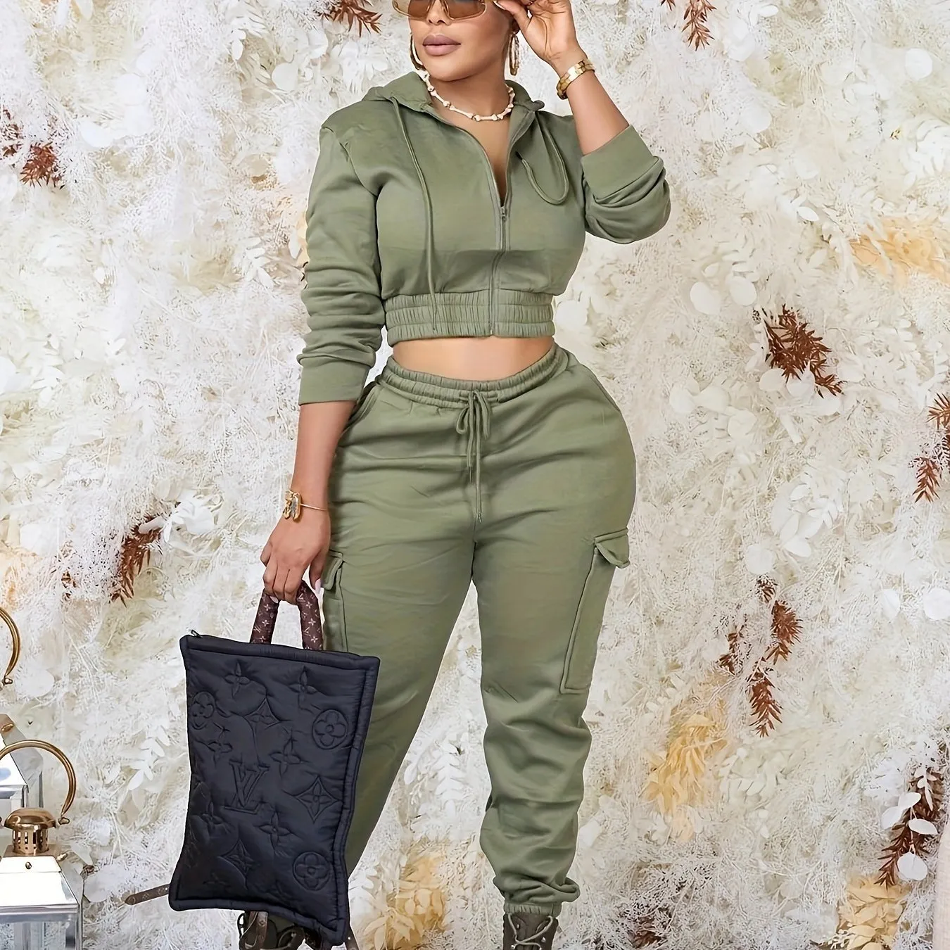 Solid Two-Piece Set with Drawstring | Chic & Comfortable Outfit