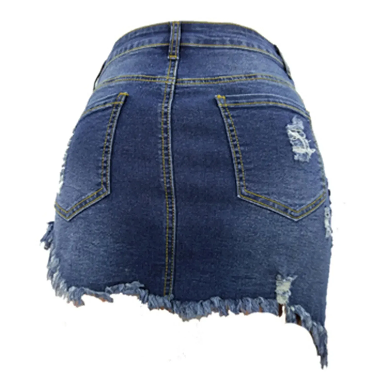 Summer Sexy Black High Waist A-line Short Fashion Irregular Ripped Holes Denim Streetwear Women's Skirt