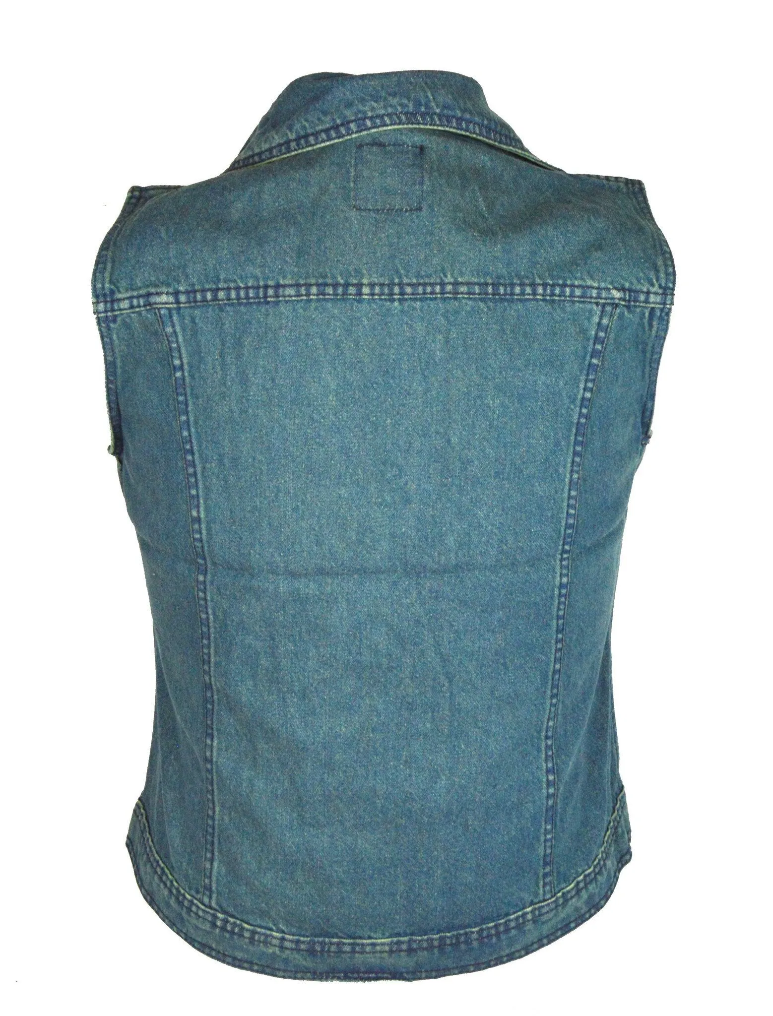 VB1050 Women's Denim Vest with Studded Collar Available in Black or Blue