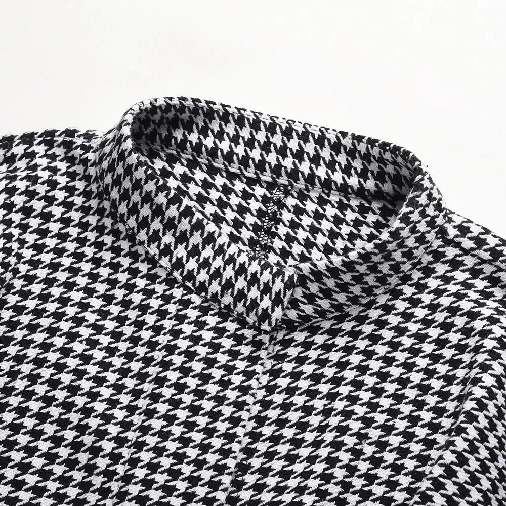 Women plaid bowknot strap long sleeve cape coat